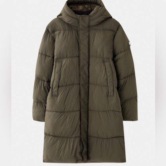 Jaket Pull And Bear Brown Puffer Pull Bear Long Sleeve Puffer With